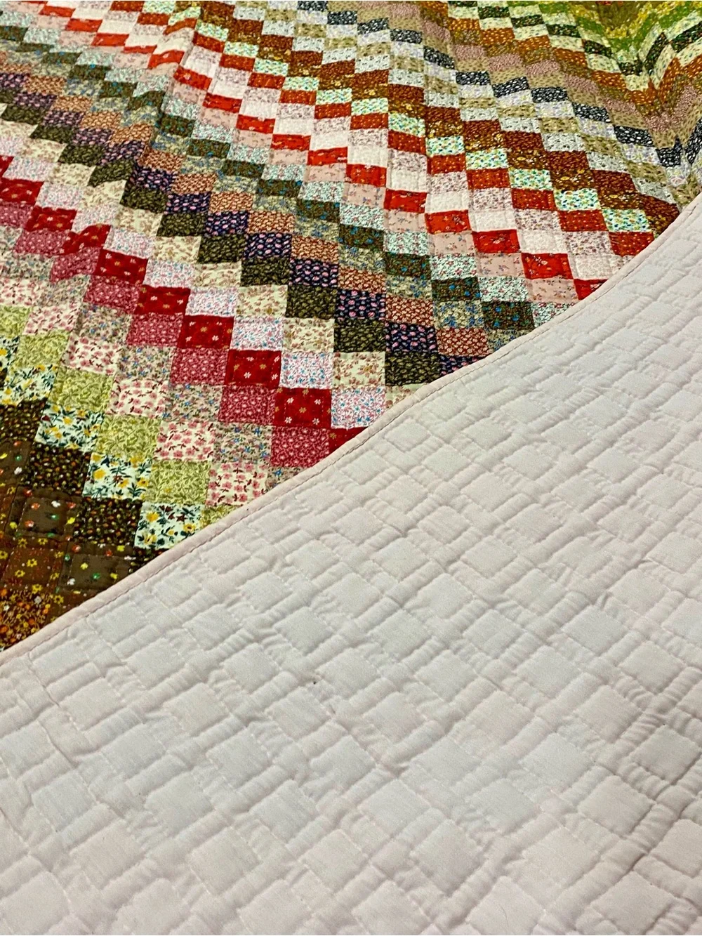 Handmade Multicolor Patchwork Quilt - sunshine and shadows ditsy floral